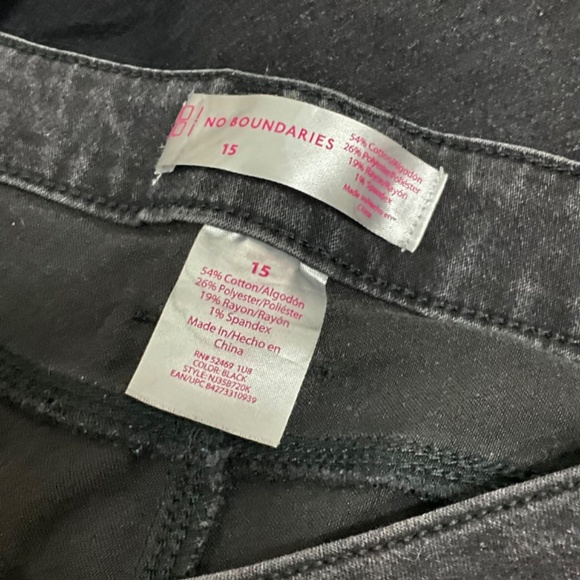 NO BOUNDARIES Juniors Denim Skinny Jeans Black Wash Pockets Size 15 - Picture 5 of 5